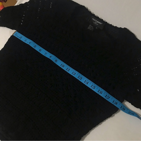 Black Long Sleeve Feminine Lace Like Sheer Goth Top Large - Picture 12 of 12